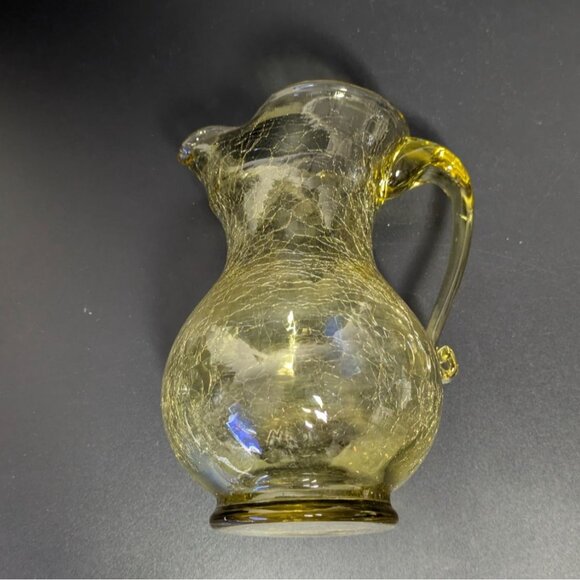 Kanawha Art Glass Crackle Glass Yellow Amber Pitcher - Picture 5 of 14